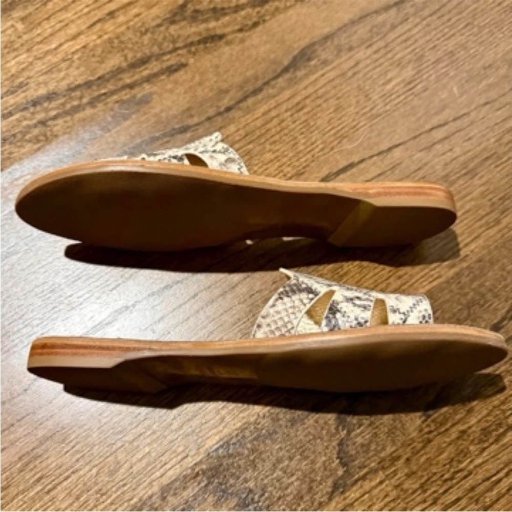 Marc Joseph Taupe Snake-Print Slide Sandals - Picture 4 of 5